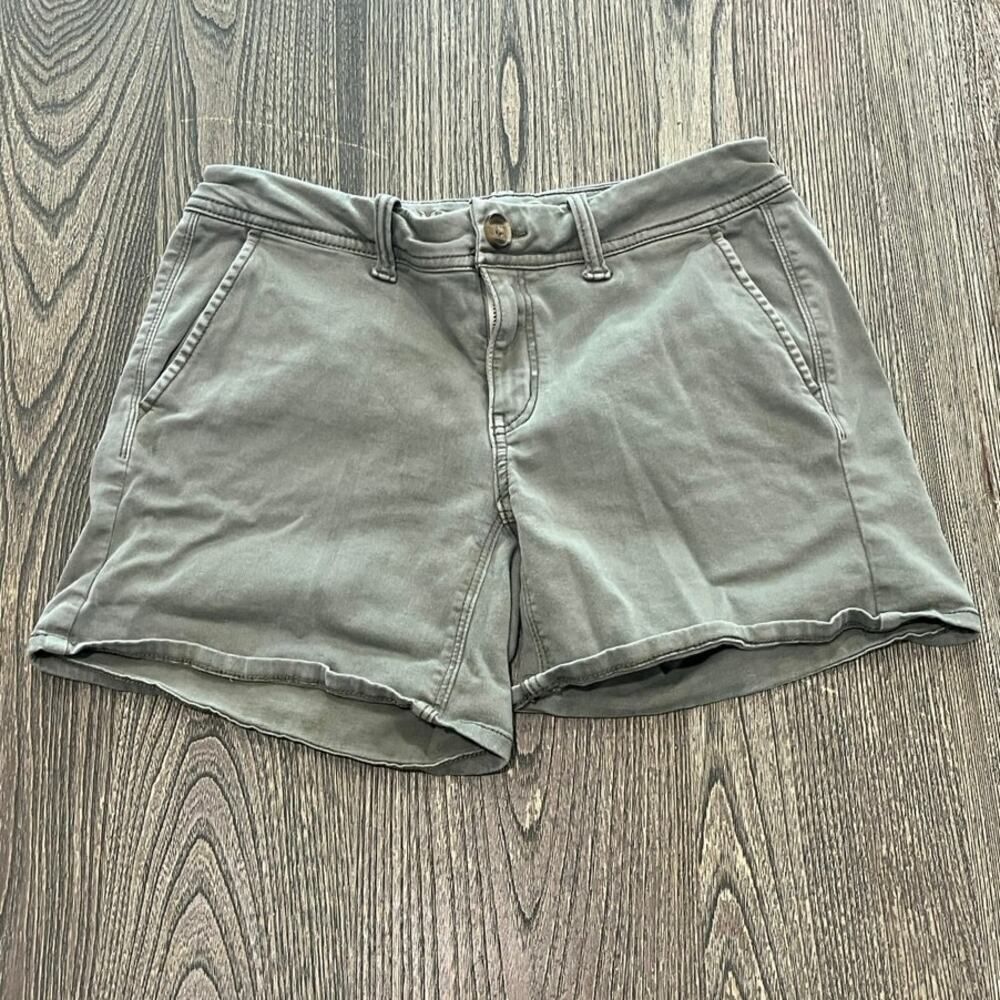 American Eagle Outfitters Womens Chino Shorts Mid Rise Super Stretch X Gray Sz 4